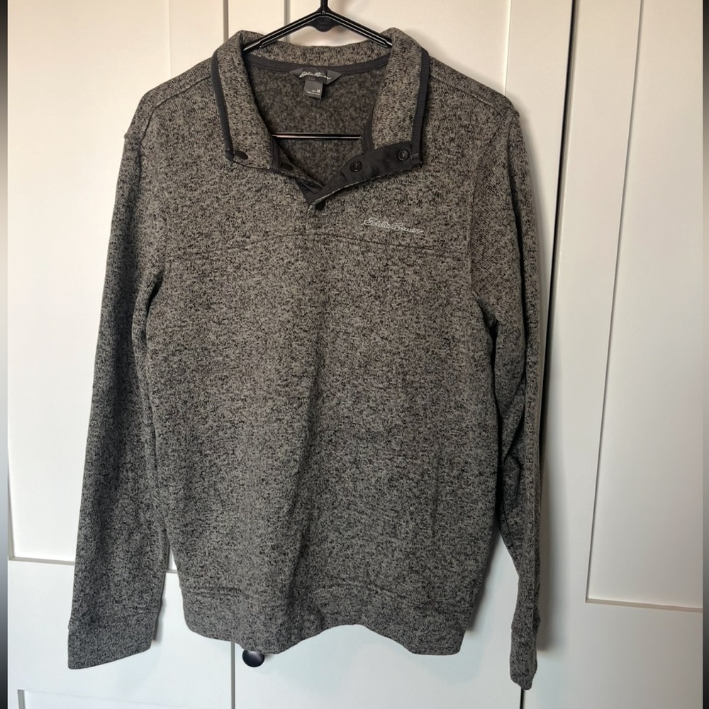 Eddie Bauer Mens Radiator Fleece Pullover Snap Front Mock Neck Size Medium